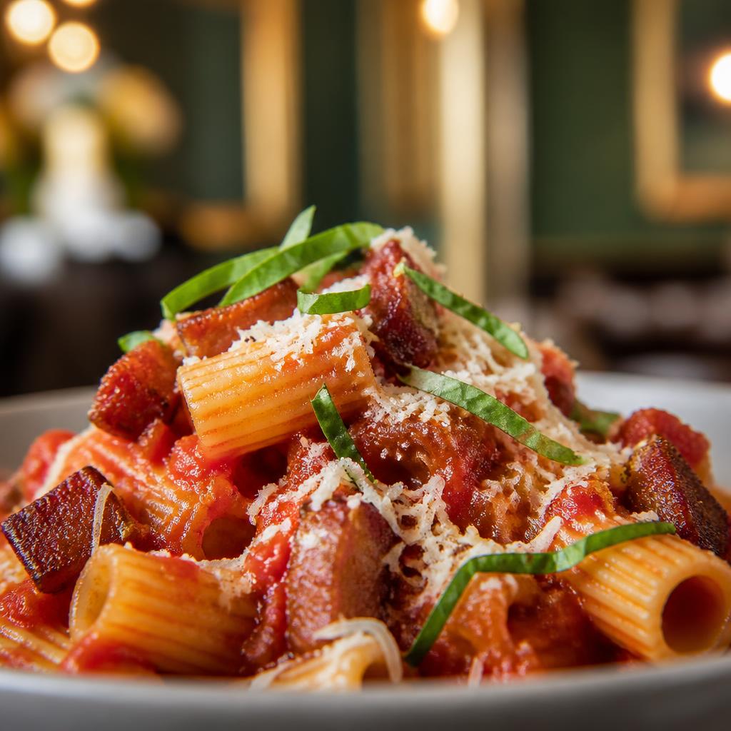 L'Amatriciana / Pasta a la Amatriciana · MalAmore, cucina italiana en Alcobendas