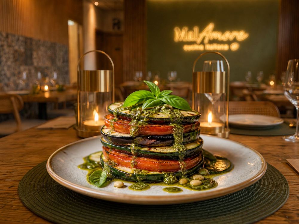 Millefoglie di Verdure / Milhojas de Verduras · MalAmore, cucina italiana en Alcobendas