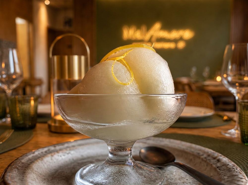 Sorbetto al Limone / Sorbete de Limón · MalAmore, cucina italiana en Alcobendas